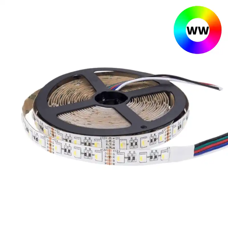 Gyors szállítás Optonica Prémium RGB+Meleg fehér LED szalag beltéri 60 LED/m 16W/m 12V ST4486