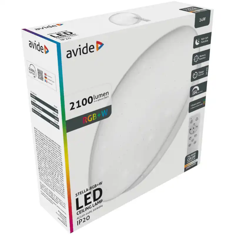 Avide LED Mennyezeti Lámpa Stella 24W RGB+CCT távirányítóval Azonnal elérhető