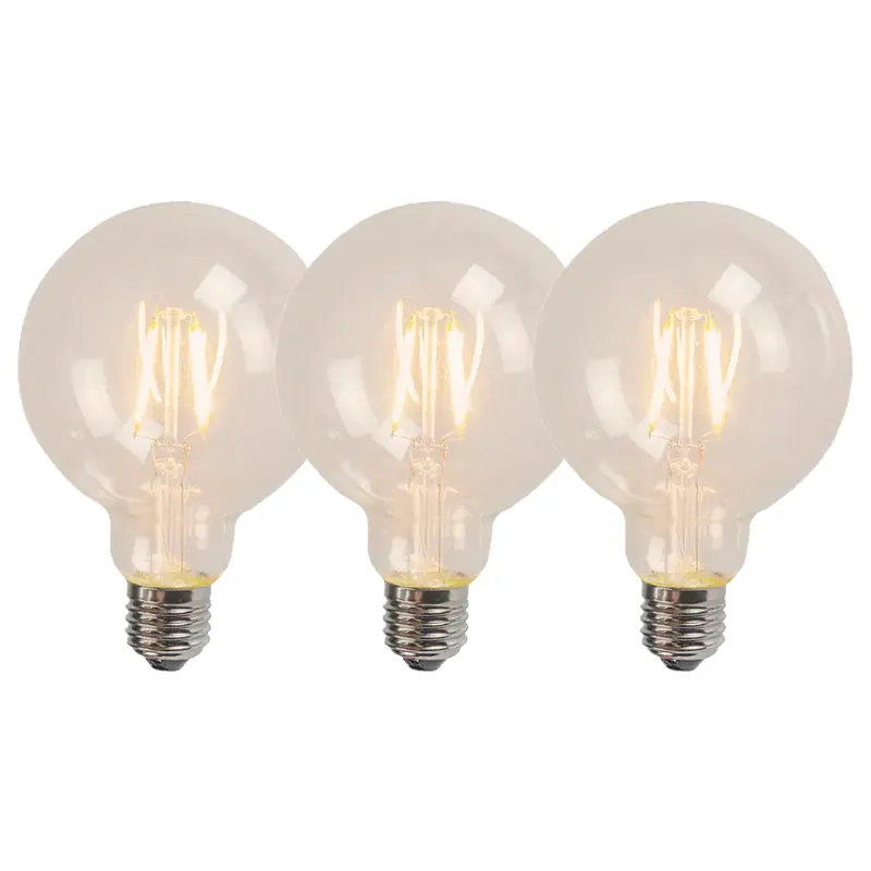 3 db-os készlet E27 LED izzószál G95 4W 320lm 2700K Prémium