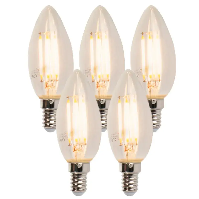 5 db-os készlet E14-es szabályozható LED gyertyalámpa B35 5W 380lm 2700K Népszerű