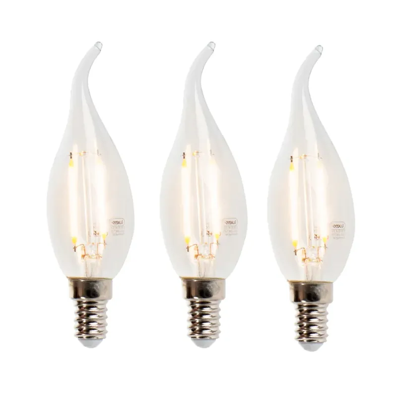 3 darabos LED izzószál gyertyalámpa készlet E14 3W 2700K 250lm F35 szabályozható átlátszó Legkelendőbb