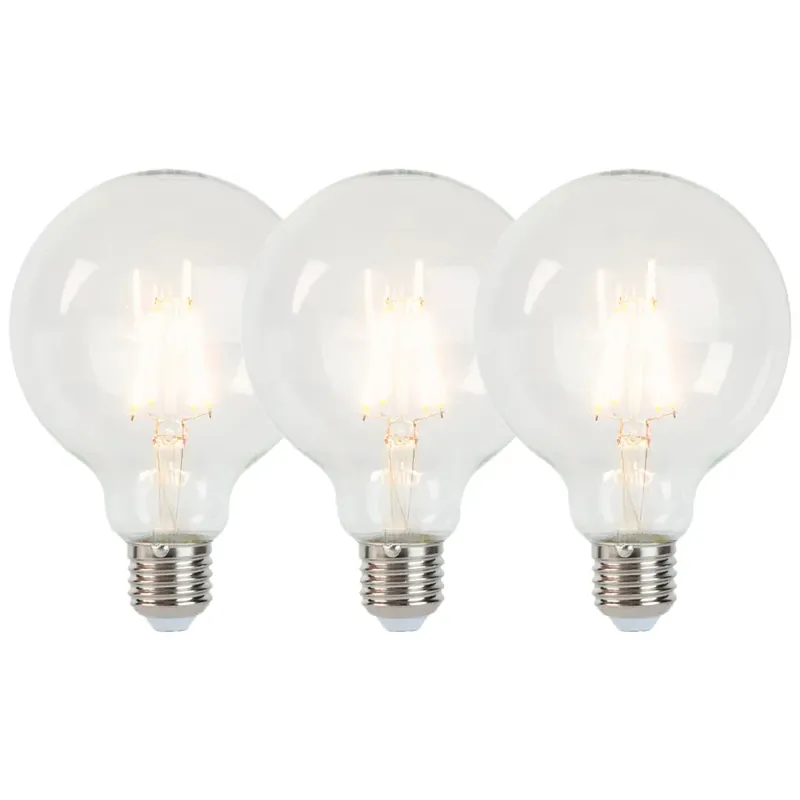 Akciós ár 3 db E27-es szabályozható LED izzó G95 5W 470lm 2700K készlet