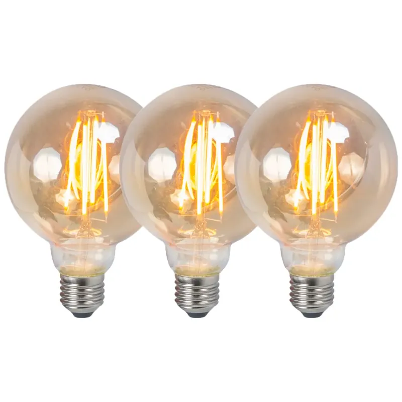 3 db-os készlet E27 szabályozható LED izzó G95 füstös 5W 380lm 2200K Kiárusítás
