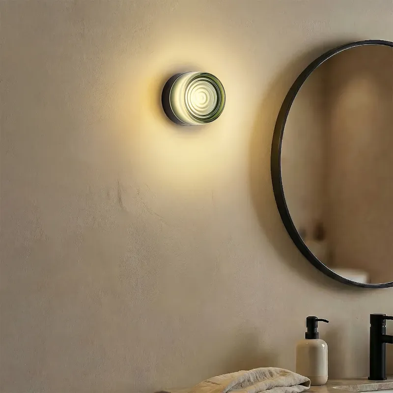 Akciós ár Design fali lámpa fekete, világoszöld üveggel IP44 - Michele