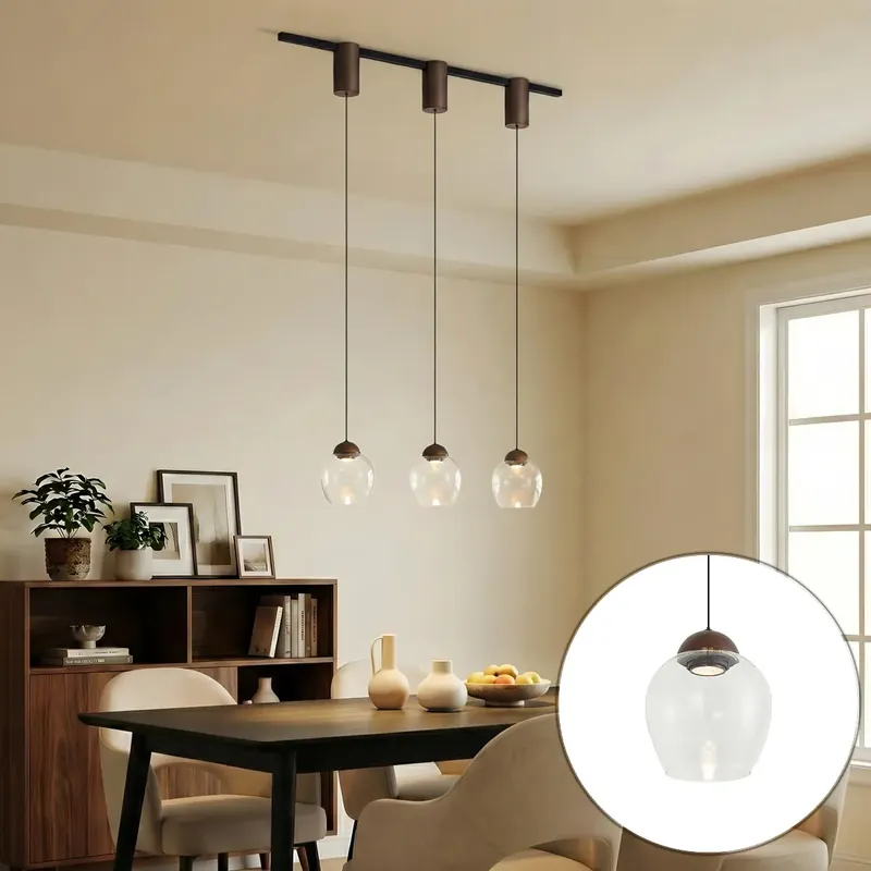 Modern sínrendszer 3 függőlámpával Easylift sötét bronz 1 fázisú - Slimline Molla Korlátozott ajánlat