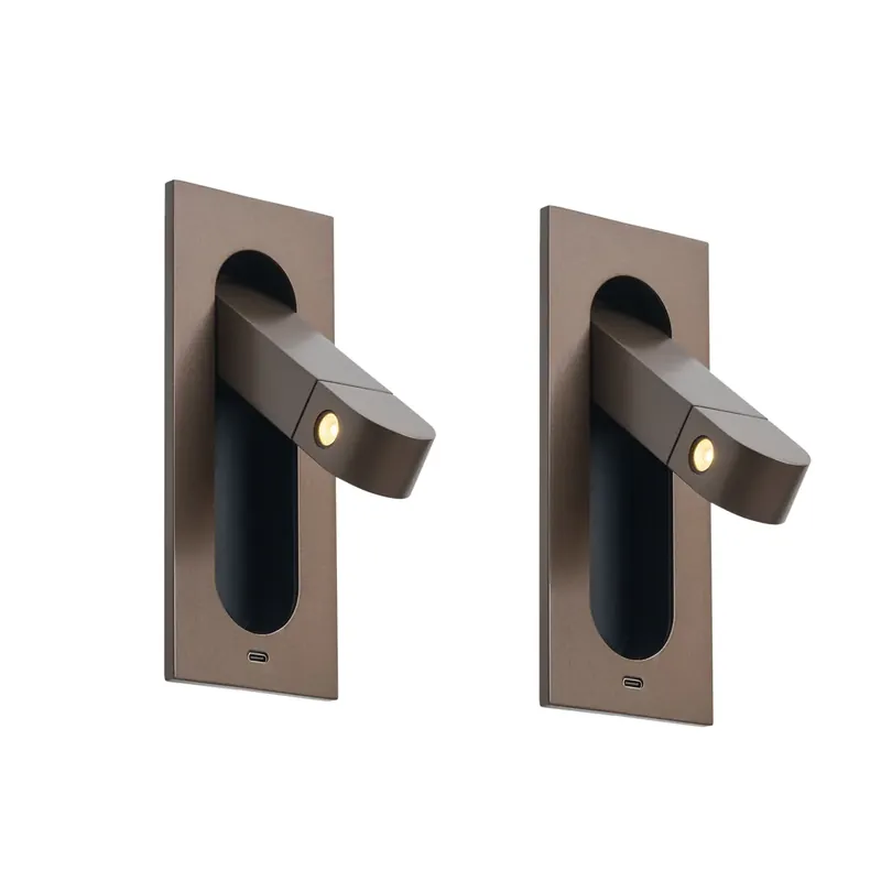 2 darabos modern fali lámpa szett sötét bronz színben, LED-del és USB-C porttal - Hilton Ajánlat
