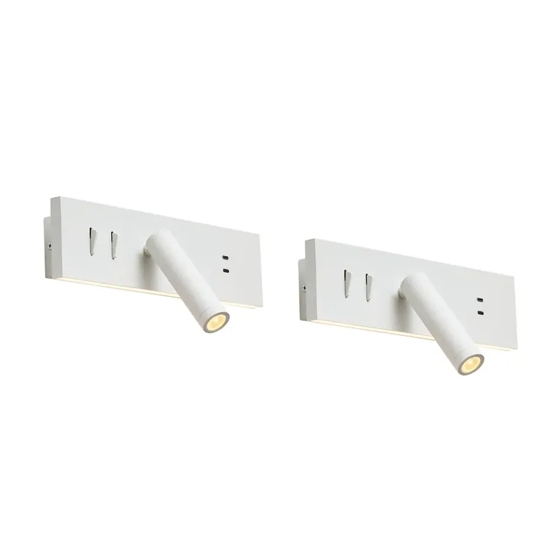 2 darabos modern, állítható fehér fali lámpa USB-C-vel, LED-del - Modric Népszerű
