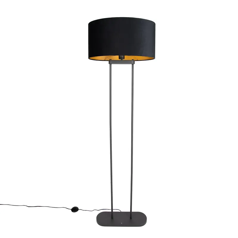 Fekete állólámpa fekete ovális lámpabúrával 50 cm - Thijmen Szuper ajánlat