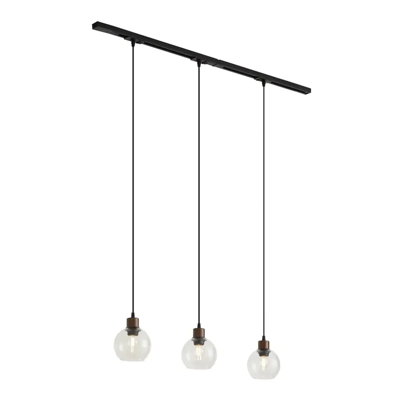 Modern fekete sínrendszer 3 függőlámpával, bronz, 1 fázisú - Iconic Lava Kiárusítás