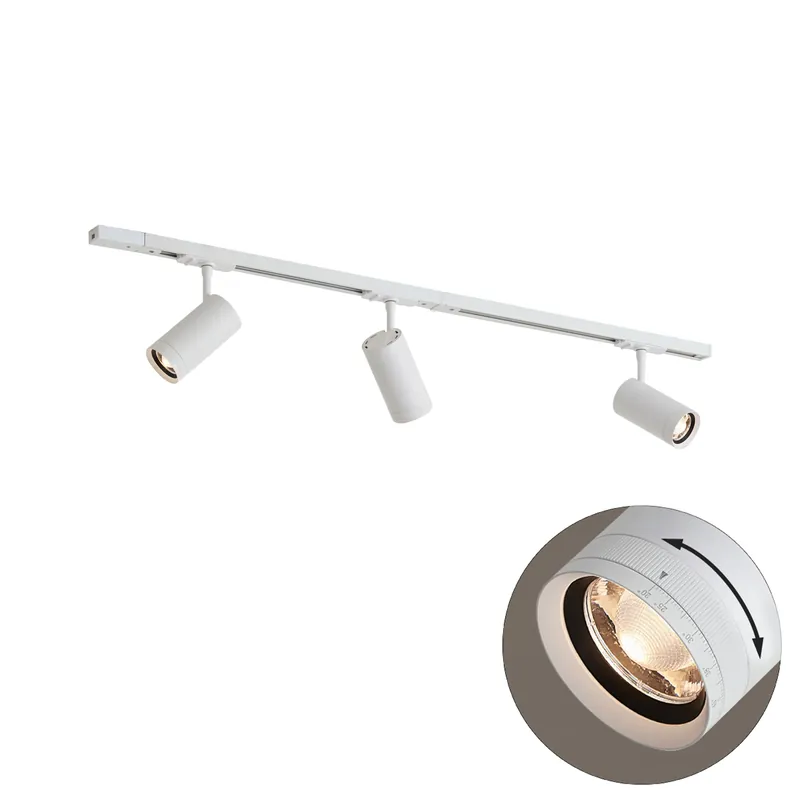 Prémium Modern fehér sínrendszer 3 spotlámpával, LED-del, 1 fázisú - Iconic Zoom