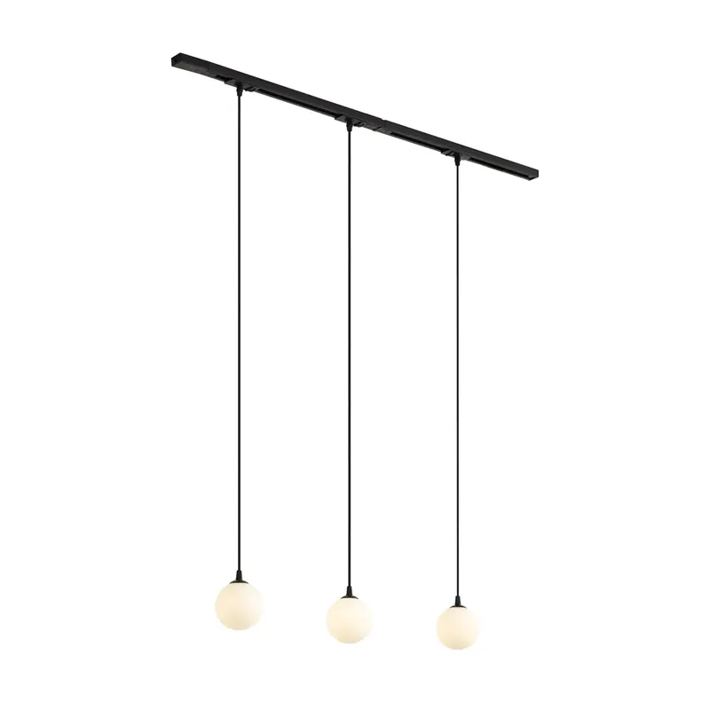Azonnal elérhető Modern fekete sínrendszer 3 fehér függőlámpával, 1 fázisú - Iconic Perle