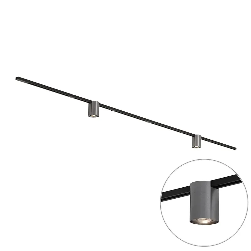 Modern sínrendszer fekete 2 gunmetal spotlámpával 1 fázisú - Iconic Rondoo Up Expressz szállítás