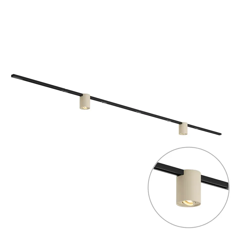 Végkiárusítás Modern Track Lighting System Black with 2 Beige Spotlights 1-Phase - Iconic Rondoo Up
