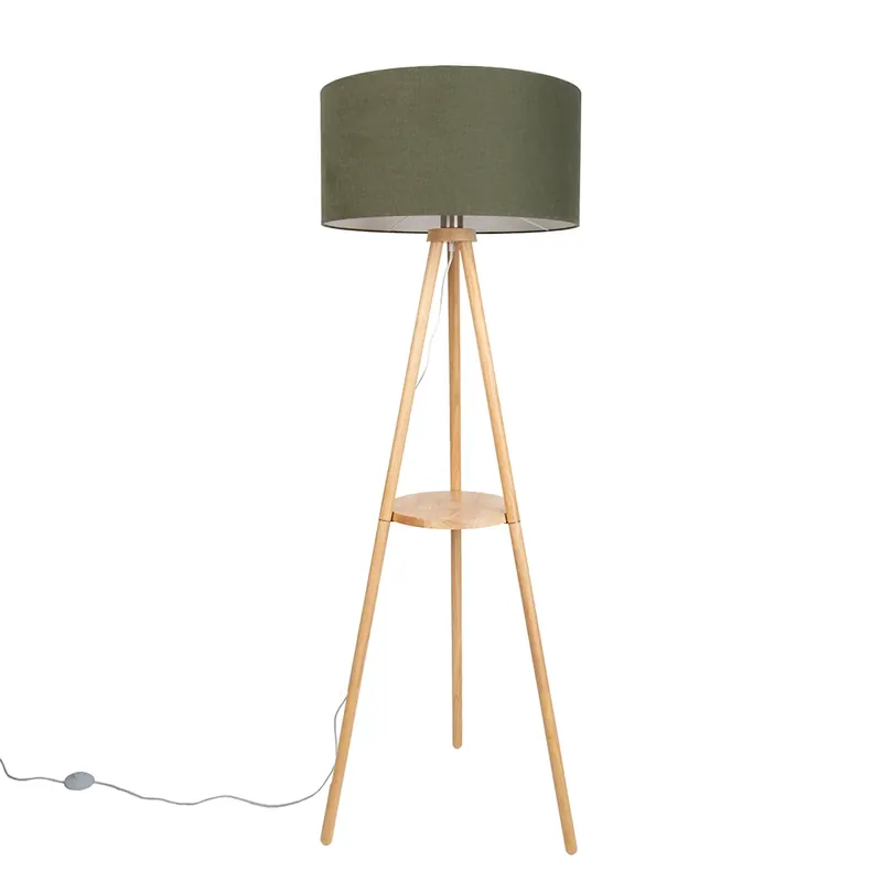 Fa háromlábú állólámpa zöld búrával 50 cm - Lou Ne maradj le