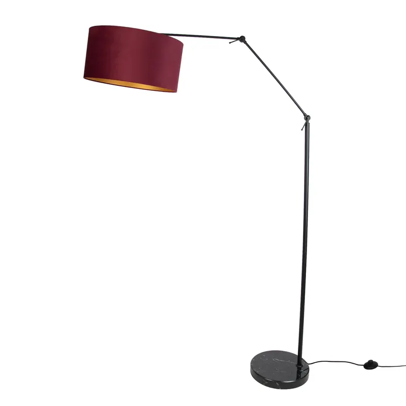 Állólámpa fekete, állítható, piros búrával és arany belsővel, 50 cm - Editor Bestseller