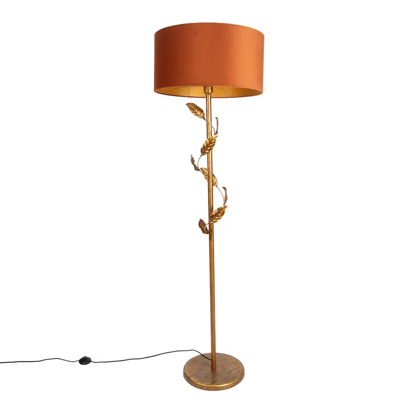 Arany színű állólámpa narancssárga búrával és arany belsővel 50 cm - Linden Nézd meg most