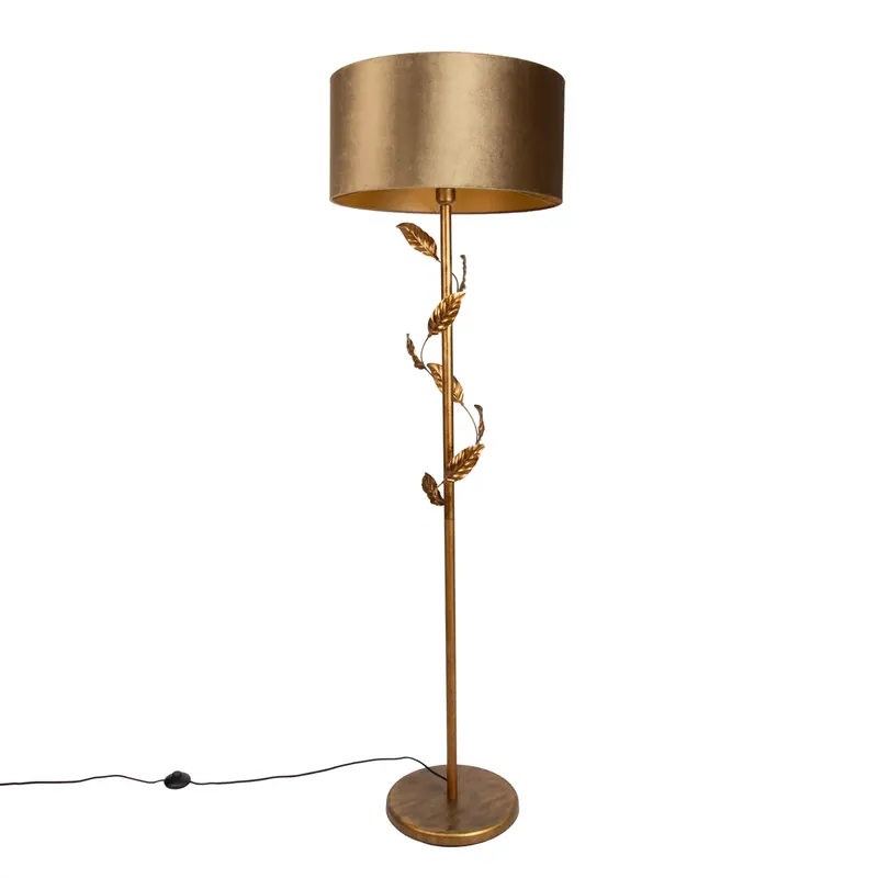 Expressz szállítás Arany színű állólámpa bronz lámpabúrával és arany belsővel 50 cm - Linden