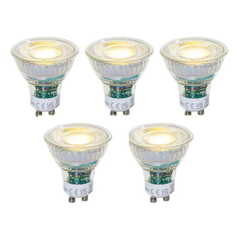 Kihagyhatatlan ajánlat 5 darabos GU10 50 mm-es dimmelhető LED izzókészlet átlátszó 2,5 W 450 lm 3000K