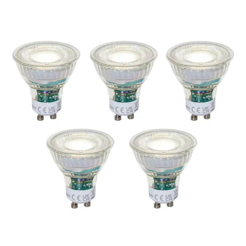 Prémium 5 darabos GU10 50 mm-es dimmelhető LED izzókészlet, átlátszó, 2,5 W, 450 lm, 4000 K