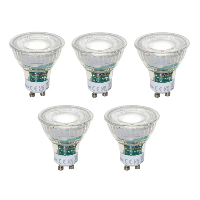 Különleges ajánlat 5 darabos GU10 50 mm-es dimmelhető LED izzókészlet, átlátszó, 2,5 W, 450 lm, 6500 K