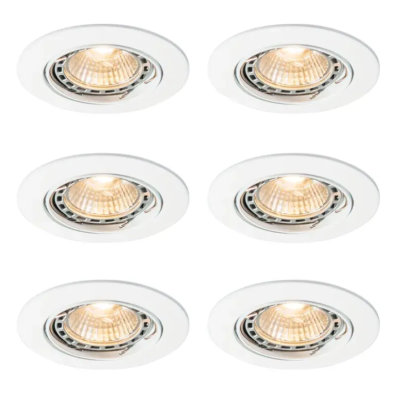 6 darabos modern, süllyesztett, dönthető, fehér spotlámpa szett GU10 50mm - Edu Legjobb ár