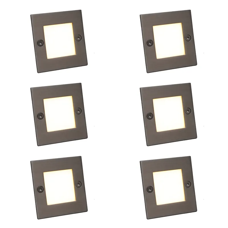 6 darabos modern süllyesztett spotlámpa készlet acél LED-del - Square 7 Kihagyhatatlan ajánlat