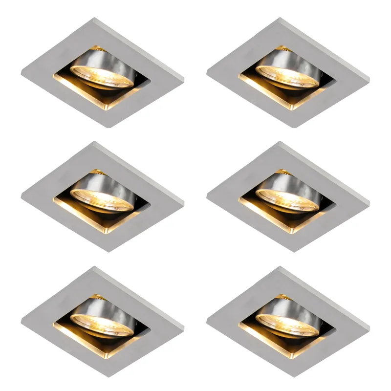 6 darabos modern süllyesztett spotlámpa készlet alumíniumból, forgatható és dönthető GU10 50mm - Qure Outlet