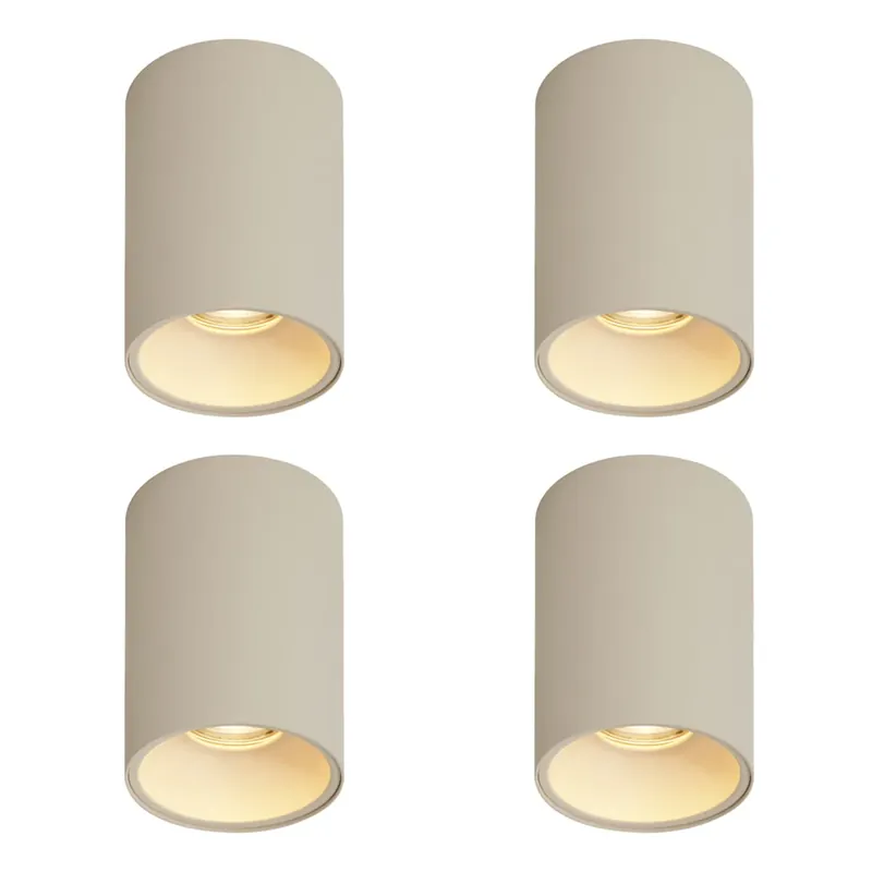 4 darabos modern bézs színű, felületre szerelhető spotlámpa készlet GU10 50mm kerek - Deep Akciós ár