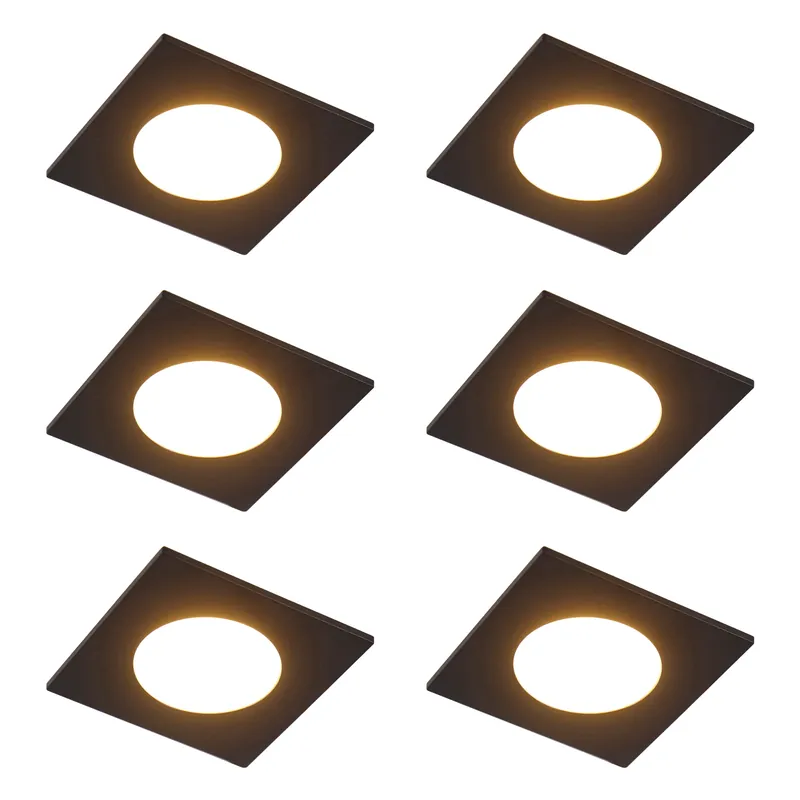 6 darabos modern süllyesztett spotlámpa szett fekete LED-del, 3 lépésben dimmelhető IP65 - Simply Legjobb ár