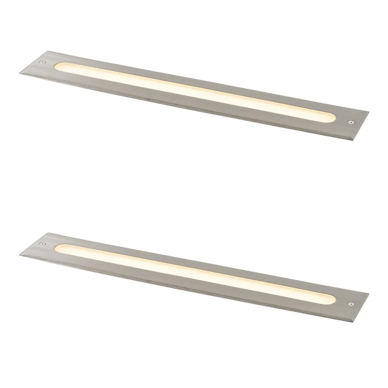 2 darabos modern acél színű földbe süllyeszthető spotlámpa készlet 50 cm LED-del IP65 - Eline Expressz kézbesítés