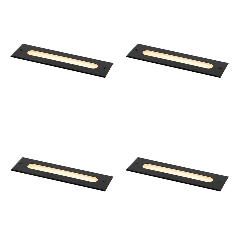 4 darabos modern fekete talajba süllyeszthető spotlámpa készlet 30 cm LED-del IP65 - Eline Bestseller