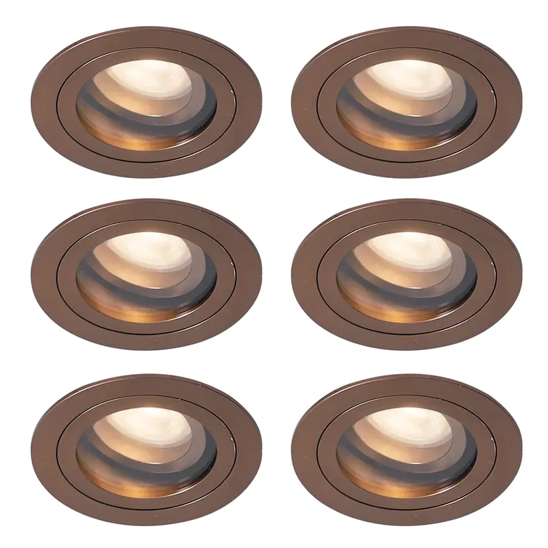 Prémium 6 darabos modern süllyesztett spotlámpa készlet sötét bronz színben, forgatható és dönthető IP44 - Chuck