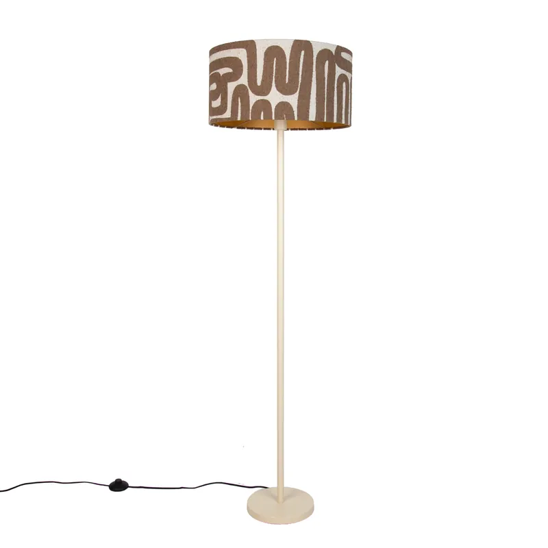 Akciós ár Japandi vloerlamp beige met kap bruin en beige gestreept 50cm - Simplo