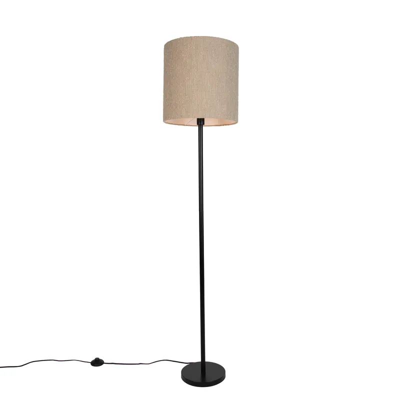 Vedd meg most Moderne vloerlamp zwart met beige bouclé kap 40cm - Simplo