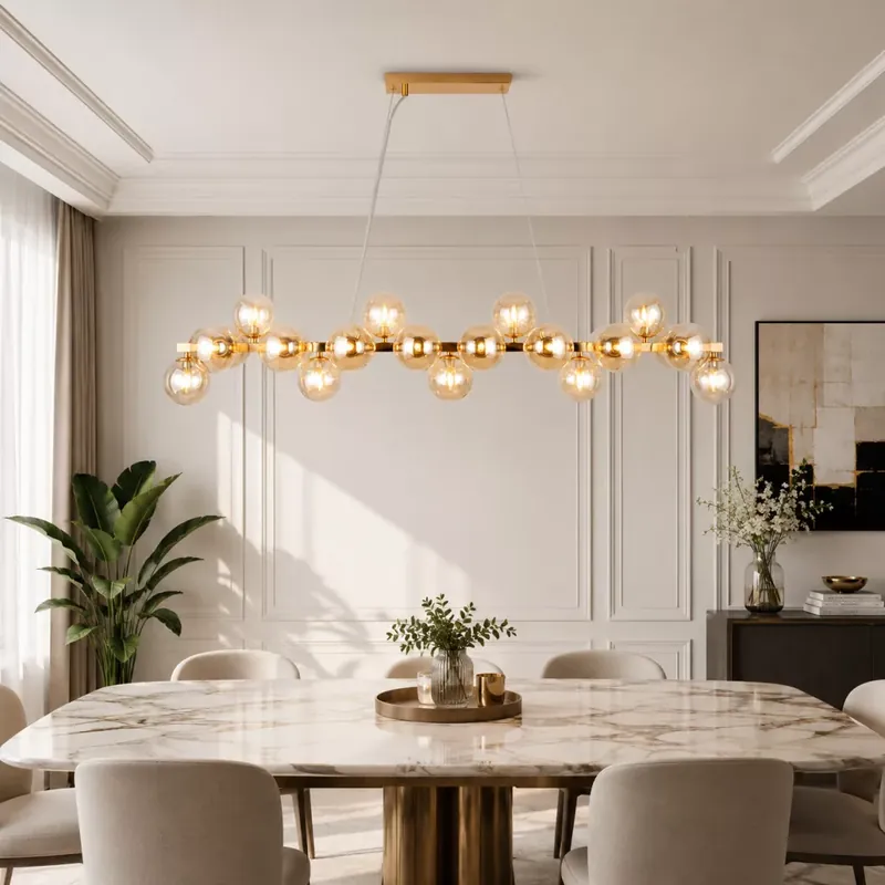 DALLAS design lámpa, csillár,arany, hosszúkás Expressz szállítás