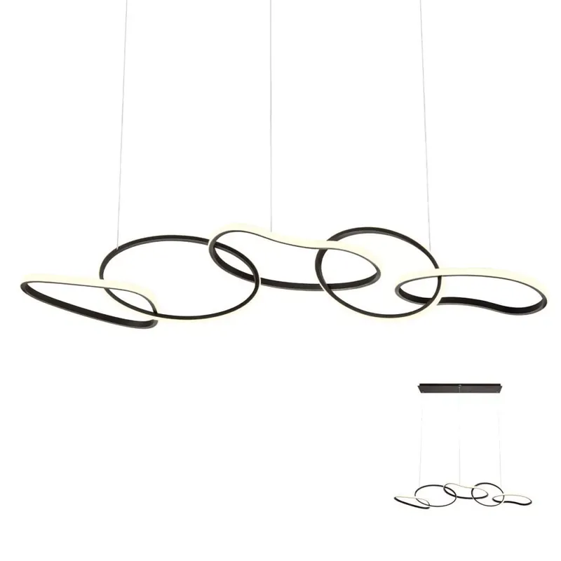 Outlet BIAS modern LED csillár, fekete, ötös