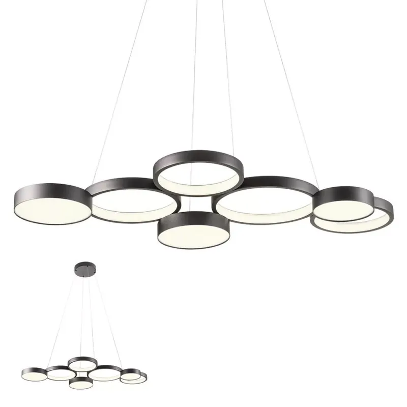 CRONOS modern LED csillár, fekete, hetes Akció
