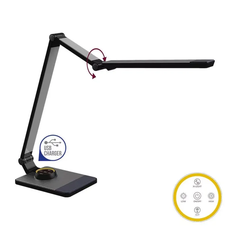Biztonságos fizetés Prezent AKAN 31212 érintőkapcsolós íróasztali lámpa USB csatlakozóval, 10W LED, 3000-6300K, 500 lm