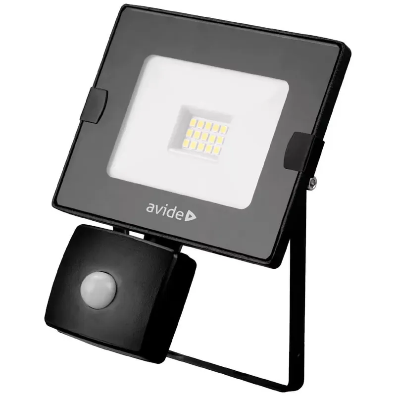 Akciós ár Avide ABSSFLCW-10W-PIR mozgásérzékelős LED reflektor, 10W, 6400K, 810 lm, IP65