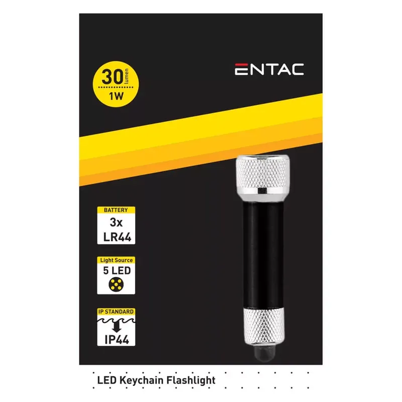 Vedd meg online Entac kulcstartós elemlámpa 5LED, 1W, 30lm, 3xLR44, IP44, fekete