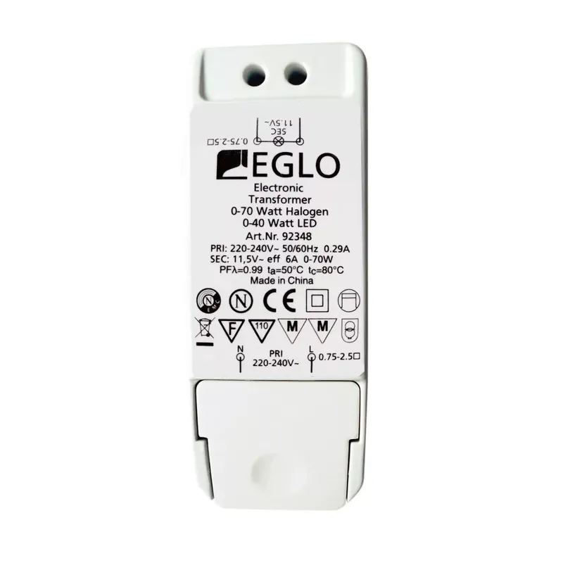 Utolsó esély Eglo 92348 elektronikus transzformátor 0-70W halogén vagy 0-40W LED fényforrásokhoz, 11,5V
