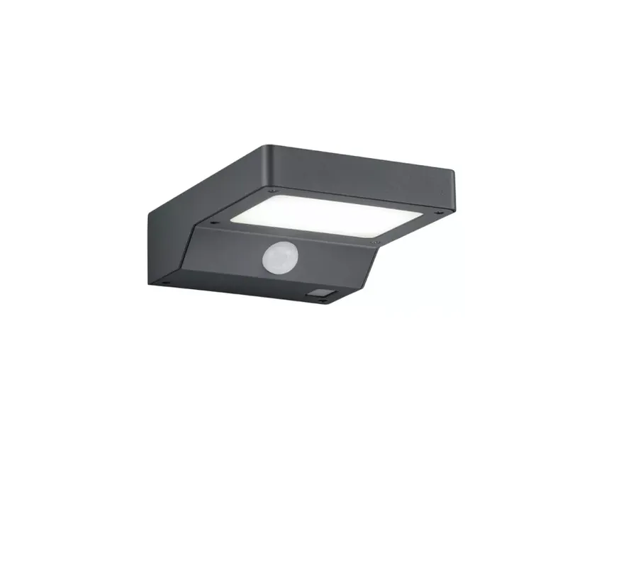 Rendeld meg most Trio FOMOSA R22281142 napelemes, mozgásérzékelős kültéri falikar, 1x4,8W LED, 3000K, 340 lm, IP44