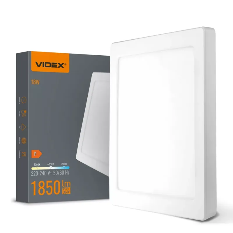 Szuper akció VIDEX DL6S 18W LED négyzet alakú lámpa 3000K-4000K-6500K