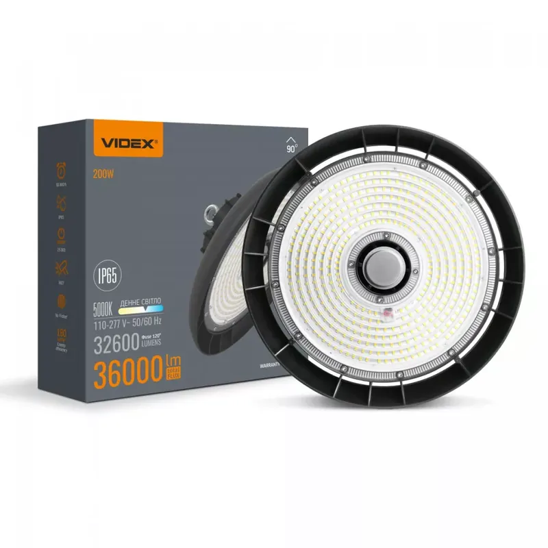 VIDEX HB01 LED csarnokvilágító 200W 5000K 36000Lm 220V Fekete Nézd meg most