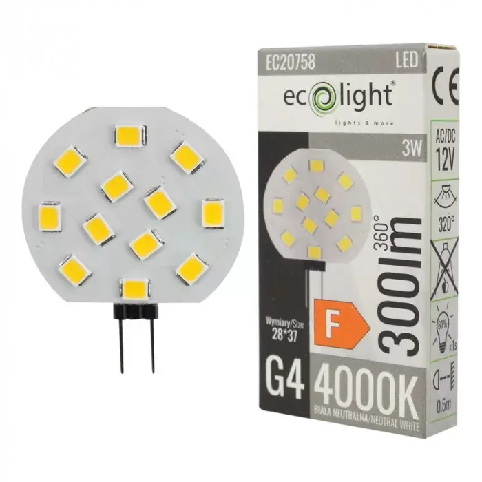 Utolsó esély Ecolight G4-es izzó 3W, 12V, 4000K, 300lm