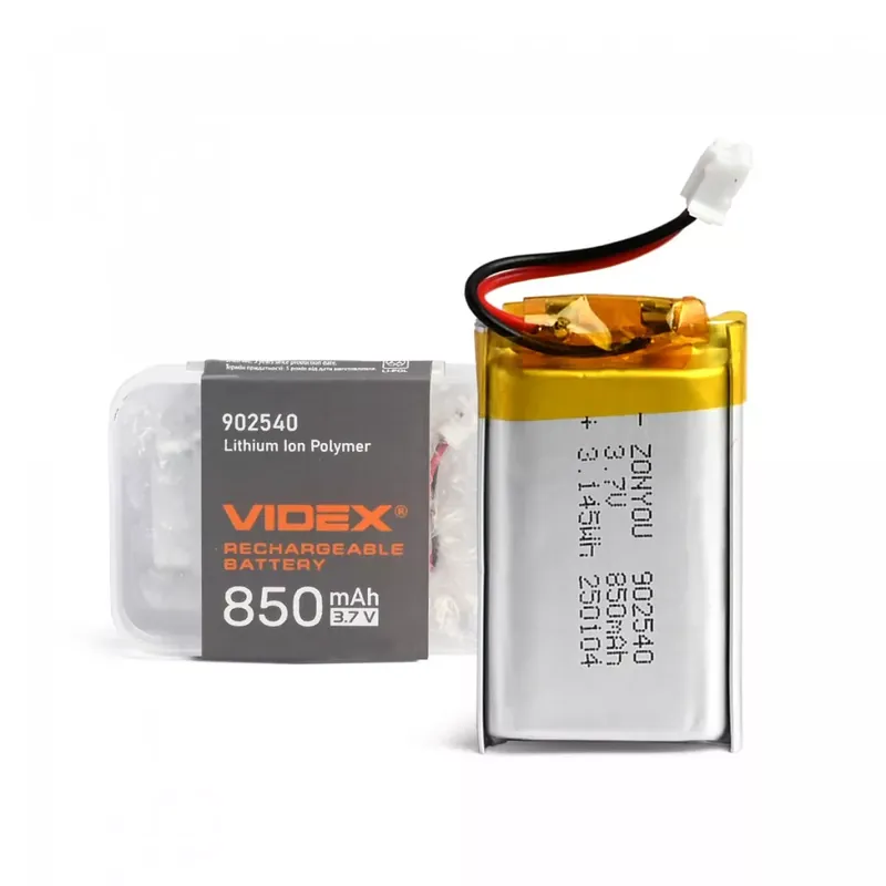 Azonnali szállítás Videx ÚJRATÖLTHETŐ Li-pol akkumulátor VLF-B902540-85 850mAh
