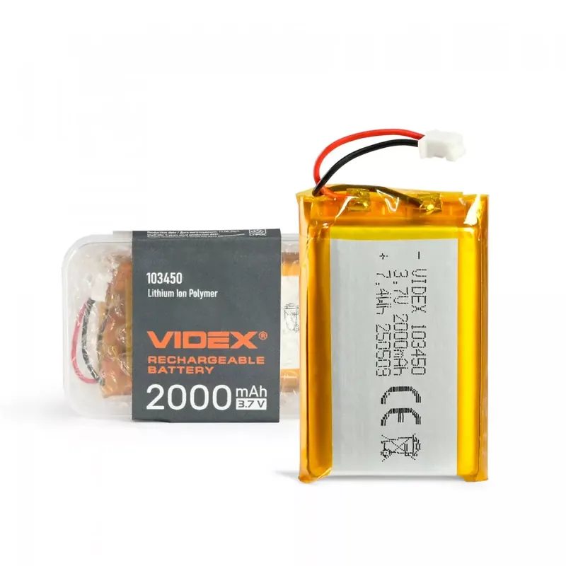 Biztonságos vásárlás VIDEX ÚJRATÖLTHETŐ Li-pol akkumulátor VLF-B103450-20 2000mAh