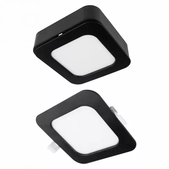 Árengedmény Ecolight 6W-os, négyzet alakú, CCT, fekete, süllyesztett és felületre szerelhető lámpa
