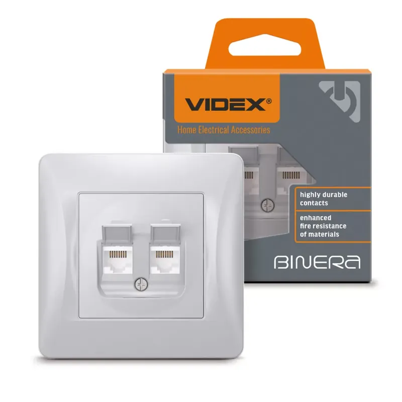 Videx Binera CAT6+CAT6 ezüst színű süllyesztett fali informatikai csatlakozó aljzat (20/120) Ajánlat
