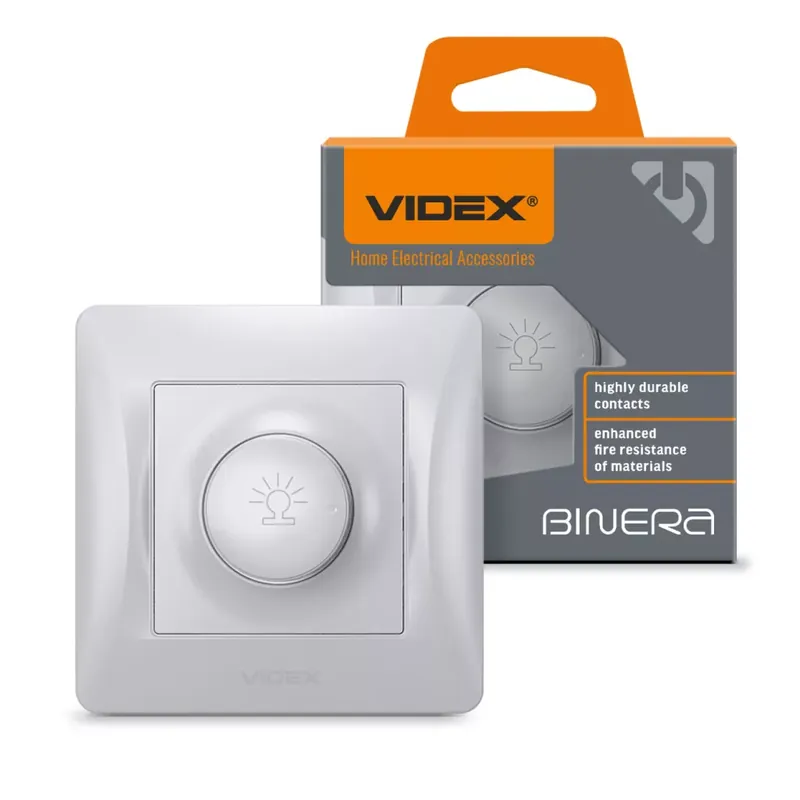 Olcsóbb Videx Binera ezüst színű süllyesztett 600W-os dimmer kapcsoló (12/96)
